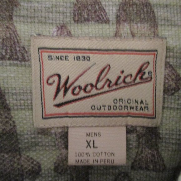 Woolrich Short Sleeve Fish Print Shirt sz XL 100% Cotton Short Sleeve Casual - Picture 8 of 9